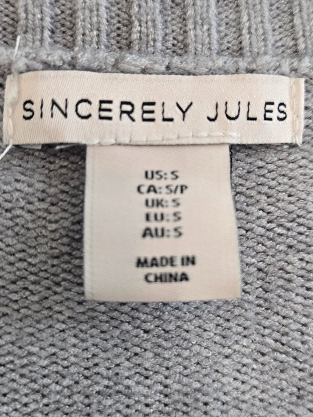 Sincerely Jules Cropped Varsity Cardigan -  Light Gray & White - Picture 4 of 6
